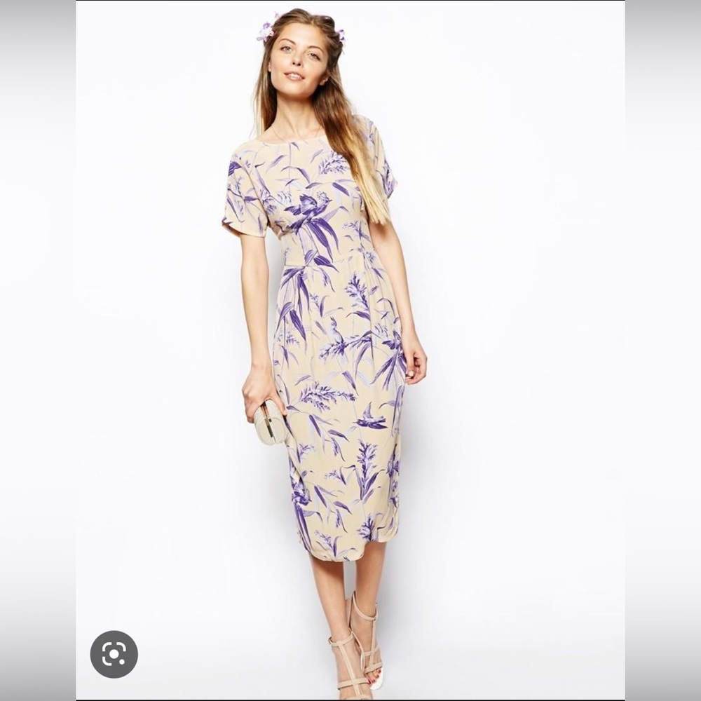 ASOS Dress in Tropical Leaf Print with V Back (NWT)